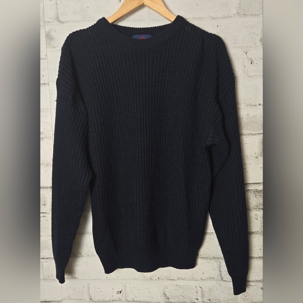 Vintage 90s De Vono’s Navy Ribbed Knit Crewneck Sweater Men’s Large